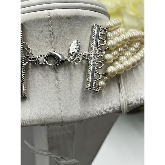 Lia Sophia "Uptown" 6 Strands Graduated Cream Faux Pearl Necklace - Picture 10 of 12